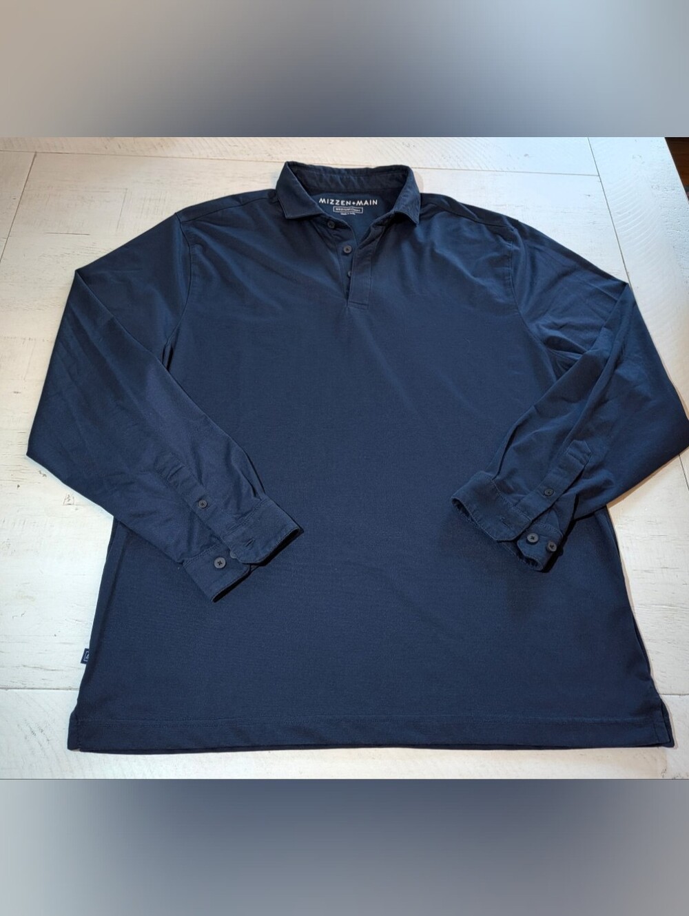 Mizzen+Main Golf Polo Shirt Men's Med Navy Blue Long Sleeve